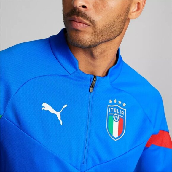 PUMA ITALIA ITALY FIGC 1/4-Zip Slim Long Sleeve Training Jersey Light Blue - Picture 4 of 6